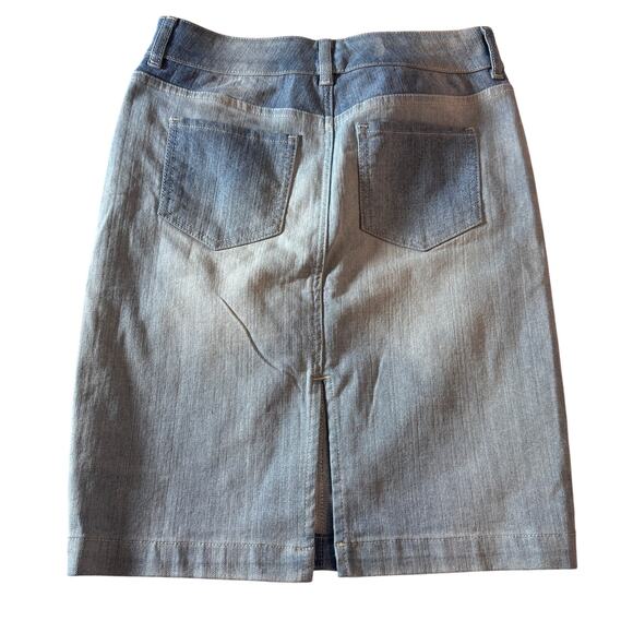 Sam Edelman Women's sz 4 Denim Skirt Patchwork Midi Bohemian Rhapsody NEW - Picture 2 of 8